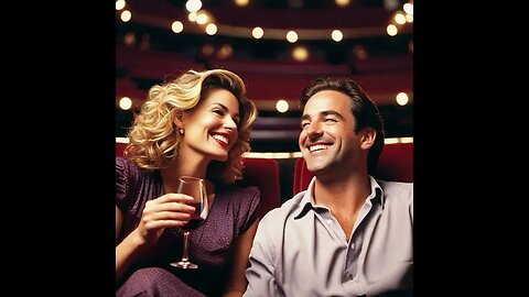 a man and a woman enjoying Pinot noir in a 1990’s theatre #1990s #manandwoman #theatre #wonderapp