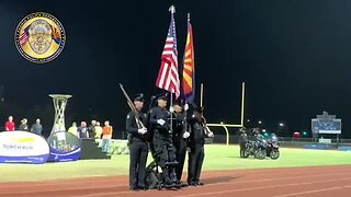 Paralyzed Peoria police officer stands for National Anthem