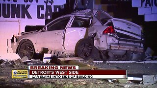 Car rams into building on Detroit's west side