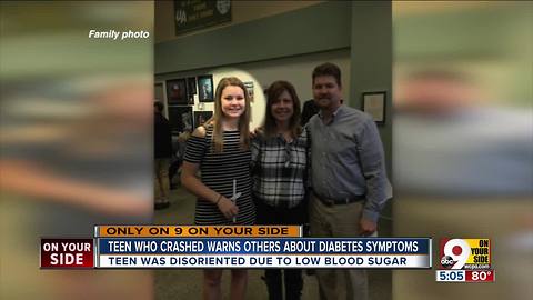 Teen warns of Type 1 diabetes after crash