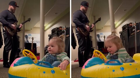Toddler Rocks Out To Dad's Music