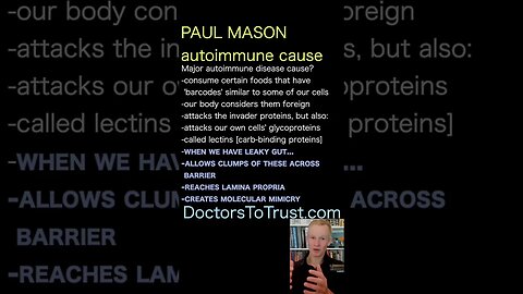 Paul Mason. Major autoimmune disease cause? certain foods have 'barcodes' similar to our cells