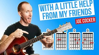 With A Little Help From My Friends ★ Joe Cocker ★ Acoustic Guitar Lesson [with PDF]