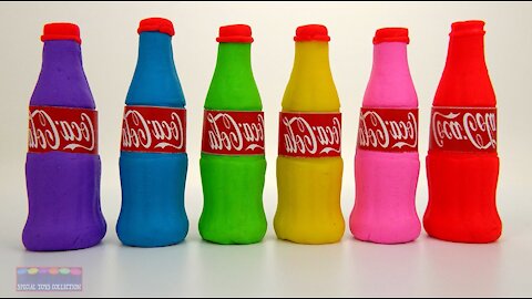 Play Doh Coca Cola Bottles Learn Colors with Making 3 Ice Cream out of Rainbow Coca Cola PJ Masks