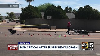 Motorcycle rider critical after suspected DUI crash