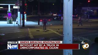 Bicyclist hit by truck in unincorporated El Cajon