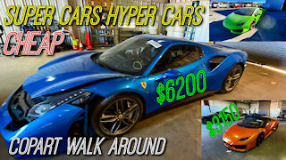 Super Cars And Hyper Cars CHEAP Copart Walk Around. Lamborghini, Ferrari, McLaren