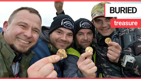 Three metal detectorists dig up £150,000 hoard of 550 gold and silver coins from 1300s