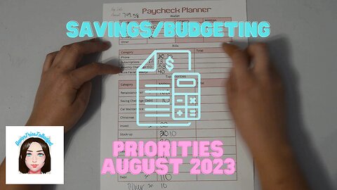 Savings Budgeting Priorities August 2023 #bcl