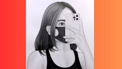 How to Draw a Selfiee Girl | A Girl Taking a Selfie Drawing | Mask Drawing Girl | iphone 13 Pro Max