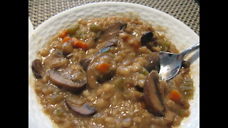 Making Mushroom Barley Soup