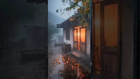 柿落门庭径，雨下院墙中，忧思佳人痛，心伤无人听