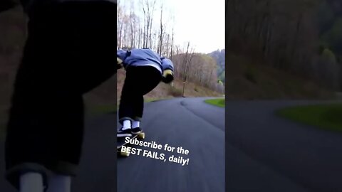 How is he alive? 😅 #longboarding #highspeed #crash #fail on a #winding #road