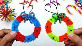 Pipe Cleaner Crafts For Christmas | Christmas Wreath Making | Chenille Wire Crafts