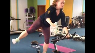 Athlete Performs Unbelievable Workout Routine On Gym Bike