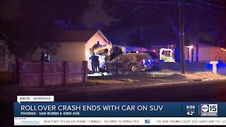 Car crashes into parked vehicles and home in Phoenix
