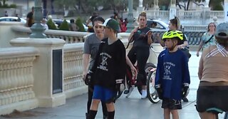 Youth hockey team Rollerblade on Vegas Strip