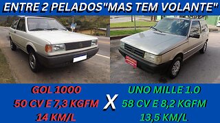 ENTRE 2 CARROS - VW GOL 1000 X FIAT UNO MILLE 1.0 - COM MOTOR, CÂMBIO, BANCO, E VOLANTE DE SÉRIE!!!