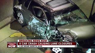 4 car crash causes lane closures