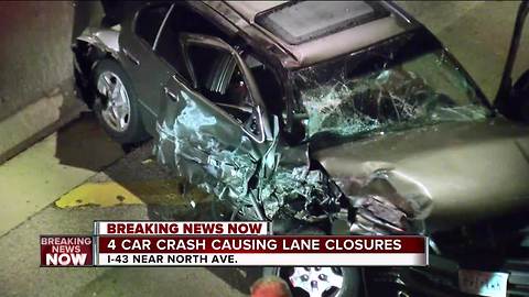 4 car crash causes lane closures