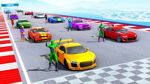 GTA V Epic New Stunt Race For Car Racing Challenge Boats Cars Motorcycle Spider Man