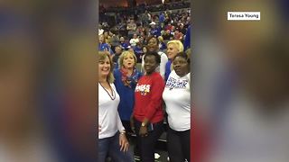 Moms of KU cheer on team