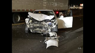 Wrong-way crash closed Interstate 15 in Las Vegas early Saturday morning