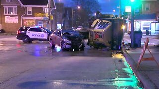 Two injured after car, street sweeper collide in Milwaukee