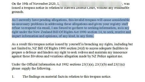 Invalid Trespass from Mark Poppelwell - Update - OIA request sent