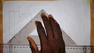 Complete Plan, Front Elevation, and Surface Development of Two Intersecting Equal Square Prisms