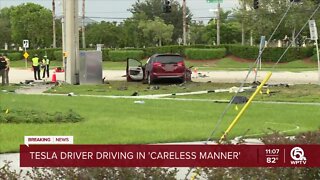 FHP: Tesla going at 'careless or negligent manner' at 'high rate of speed'