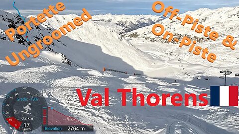 [4K] Skiing Val Thorens Les3Vallées, La Portette Going Off-Piste and On-Piste, France, GoPro HERO11