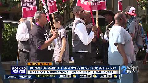 Baltimore Marriott Hotel employees protest for higher wages