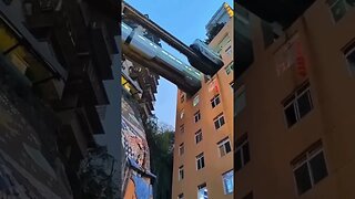 Train passes through residential building #trending