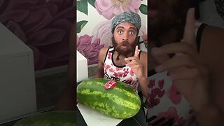 eating fresh seeded watermelon live on TikTok with Rock Mercury