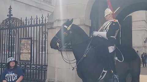 Kings Guard turns her horse away from Karen her response HAHAHAHAHAHA 😆 🤣 😂 #horseguardsparade