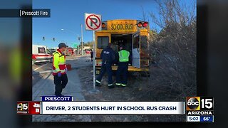 Driver, 2 students hurt in school bus crash in Prescott