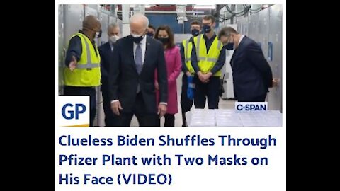 Two Masked Clueless Biden Shuffles Through Pfizer Plant