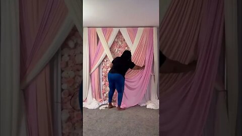 Flower Wall with Backdrop Draping #diy #draping #backdrop