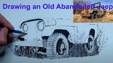 Drawing an Old Abandoned Jeep with Staedtler Fineline Ink Pens and Ink Brush Pens