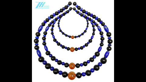 Lapis lazuli black onyx and Pietersite smooth beads pendant gemstone jewelry necklace fashionable 03