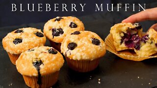 爆醬藍莓馬芬蛋糕 鬆餅外酥內軟 一盆到底超簡單┃Blueberry Muffin