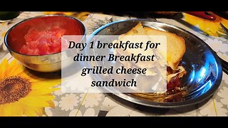 Day 1 breakfast for dinner Breakfast grilled cheese sandwich #breakfast