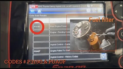 Codes P3190 & P0A0F | Engine failed to start / engine poor power | Toyota Camry Hybrid 2015