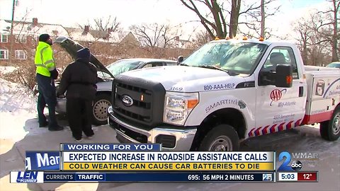 Roadside assistance calls can increase during cold weather