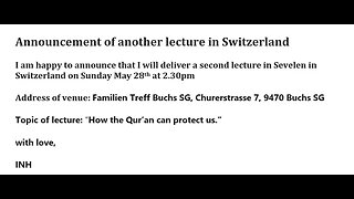 Announcement of another lecture in Switzerland