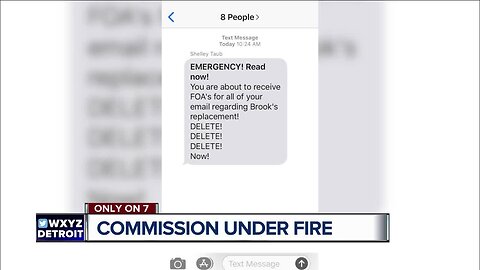 Oakland Co. Cover-up? Text that reads DELETE, DELETE, DELETE over L. Brooks Patterson's seat