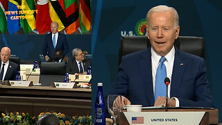 Biden searching for his chair in the room, trying to joke about last night's dinner that ended in the early morning.