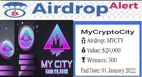 【Airdrop MyCity】Ganhe $20,000 MYCTY || Data de término: 01 de janeiro de 2022 || #RendaExtra