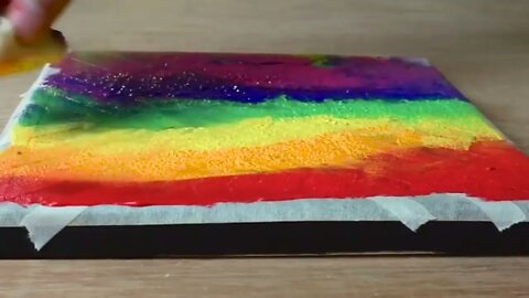 Rainbow Abstract Painting with Masking Tape 6